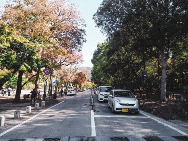 Tokyo, Japonya, 6 Kasım 2019: Japonya 'da Yoldaki Araba