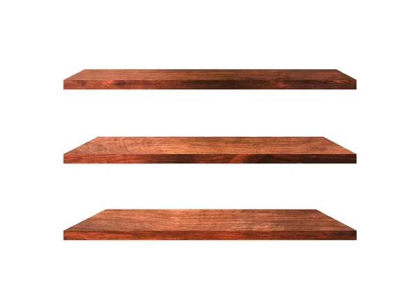 Collection Wooden Shelves Isolated White Background Clipping Path Design Work — Stock Photo, Image