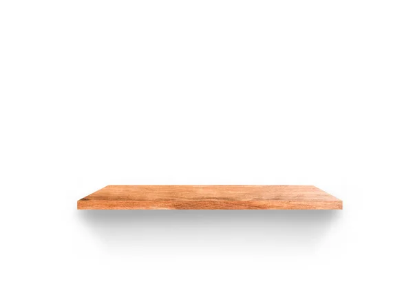 Front View Wooden Shelf Isolated White Background Clipping Path Your — Stock Photo, Image