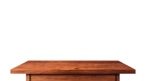 Pusty Stół Drewna Rustykalnego Izolowany Białym Tle Miejscem Kopiowania Produktu — Zdjęcie stockowe
