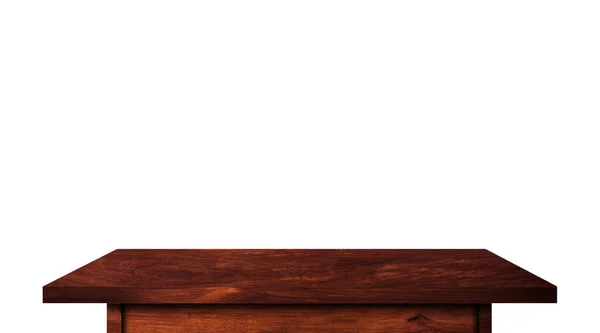 Prázdný Stůl Rustikálního Dřeva Izolovaný Bílém Pozadí Kopírovacím Prostorem Pro — Stock fotografie