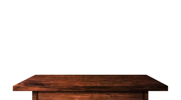 Leerer Rustikaler Holztisch Isoliert Auf Weißem Hintergrund Mit Kopierraum Für — Stockfoto
