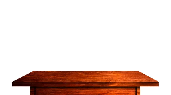 Pusty Stół Drewna Rustykalnego Izolowany Białym Tle Miejscem Kopiowania Produktu — Zdjęcie stockowe