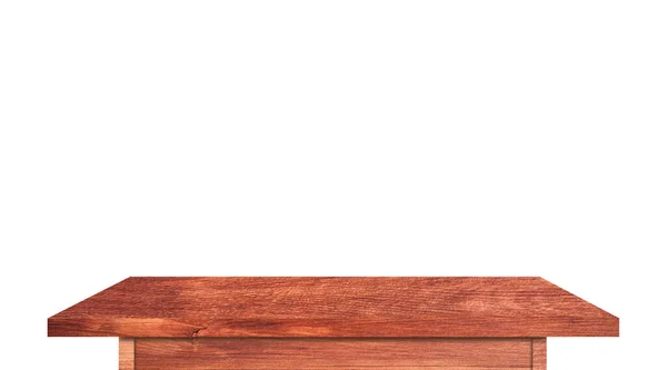Draufsicht Des Holztisches Isoliert Auf Weißem Hintergrund Mit Clipping Pfad — Stockfoto