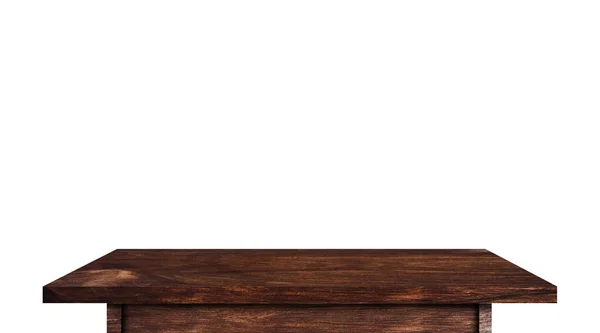 Vintage Wooden Tabletop Isolated White Background Clipping Path Work Used — Stock Photo, Image