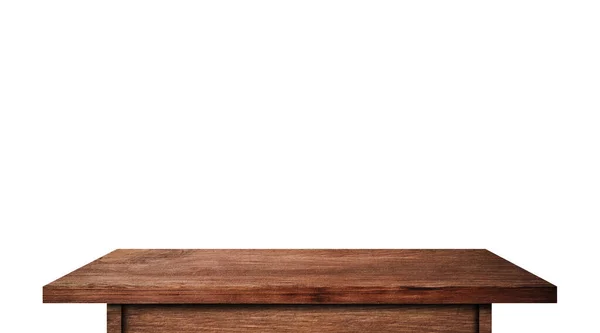 仕事のためのクリッピングパスと白の背景に隔離されたヴィンテージ木製のテーブルトップ 商品デザインの表示やモンタージュに使用されます — ストック写真