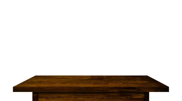 老式木制台面隔离在白色背景与裁剪路径的工作 用于展示或蒙太奇你的产品设计 — 图库照片
