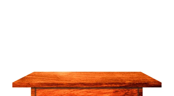 Widok Góry Drewniany Stół Izolowany Białym Tle Ścieżką Wycinania — Zdjęcie stockowe