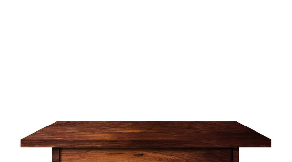 Nowoczesny Drewniany Blat Białym Tle Przestrzeń Kopiowania Używana Wyświetlania Lub — Zdjęcie stockowe