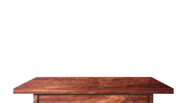 Moderne Holztischplatte Isoliert Auf Weißem Hintergrund Kopierplatz Für Die Anzeige — Stockfoto