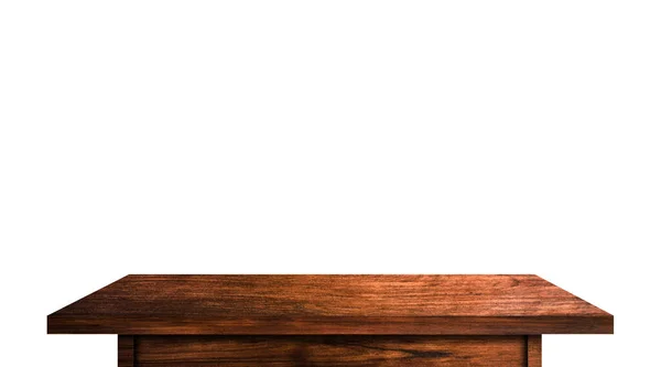 あなたのプロダクトデザインのための白い背景に隔離された暗い木製のテーブル上 クリッピングパス — ストック写真
