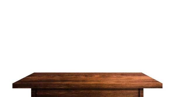 Tmavě Dřevěná Deska Stolu Izolované Bílém Pozadí Pro Váš Design — Stock fotografie