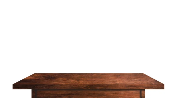 Ciemny Drewniany Blat Stołowy Izolowany Białym Tle Dla Projektu Produktu — Zdjęcie stockowe