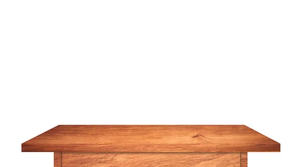 Tmavě Dřevěná Deska Stolu Izolované Bílém Pozadí Pro Váš Design — Stock fotografie