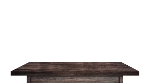 Mesa Madera Oscura Aislada Sobre Fondo Blanco Para Diseño Producto — Foto de Stock