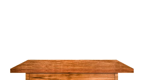 Темная Деревянная Столешница Изолированная Белом Фоне Вашего Дизайна Продукта Обрезной — стоковое фото