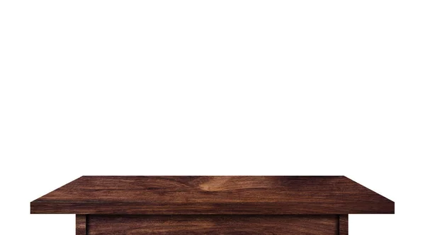 为您的产品设计 深色木制桌子顶部与白色背景隔离 收割路径 — 图库照片