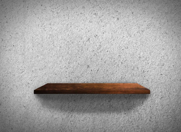 Draufsicht Auf Holzregale Auf Betonwand Textur Hintergrund Mit Clipping Pfad — Stockfoto