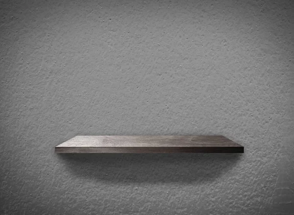 Hardwood shelves on concrete wall texture in minimal Style  background with clipping path for design