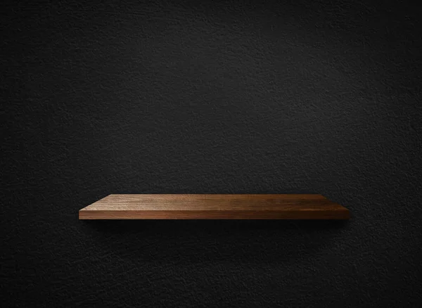 Mensole Legno Chiaro Texture Parete Nera Loft Stile Sfondo Con — Foto Stock