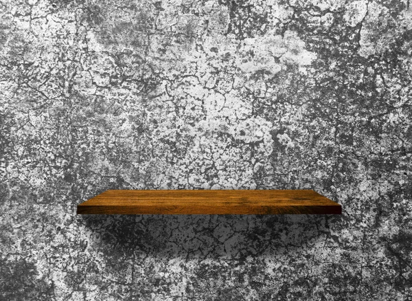 Holzregale Auf Betonwand Textur Hintergrund Mit Clipping Pfad Ansicht Von — Stockfoto