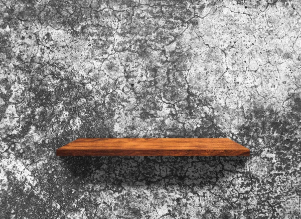 Holzregale Auf Betonwand Textur Hintergrund Mit Clipping Pfad Ansicht Von — Stockfoto