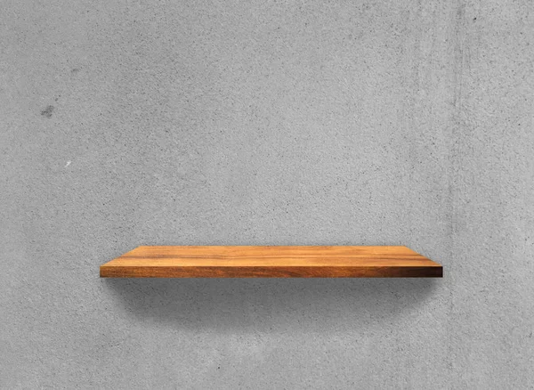 Vintage Wooden shelves on concrete wall texture background with clipping path. Blank for design