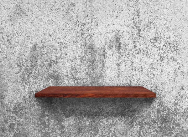 Vintage Wooden shelves on concrete wall texture background with clipping path. Blank for design