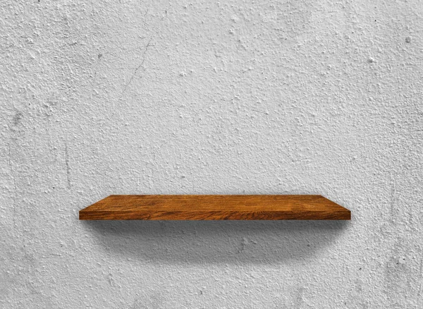 Vintage Wooden Shelves Concrete Wall Texture Background Clipping Path Blank — Stock Photo, Image