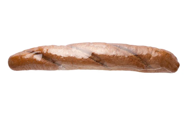 Frisches Brot Plastiktüte Isoliert Auf Weißem Hintergrund Brot Von Oben — Stockfoto