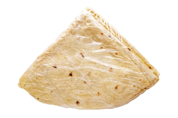 Pita Chléb Plastovém Sáčku Izolované Bílém Pozadí Pita Chléb Národní — Stock fotografie