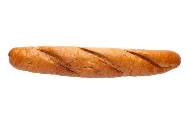 Frisches Brot Isoliert Auf Weißem Hintergrund Baguette Brot Von Oben — Stockfoto