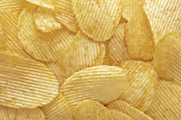 Szeletelt Burgonyaszirom Képe Egy Rakás Chips Közelkép Háttér — Stock Fotó