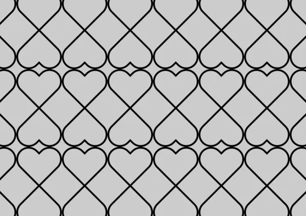 Abstract heart outline pattern vector background. Black and grey — Stock Vector