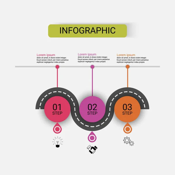 Plantilla Vectorial Diseño Infografías Línea Tiempo Con Opciones Concepto Creativo — Vector de stock