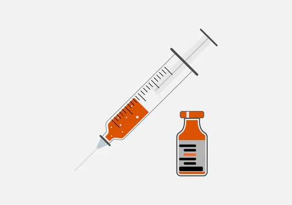 Icon Seringa Médica Plástico Frasco Conceito Ilustração Vetorial Vacinação Injeção — Vetor de Stock