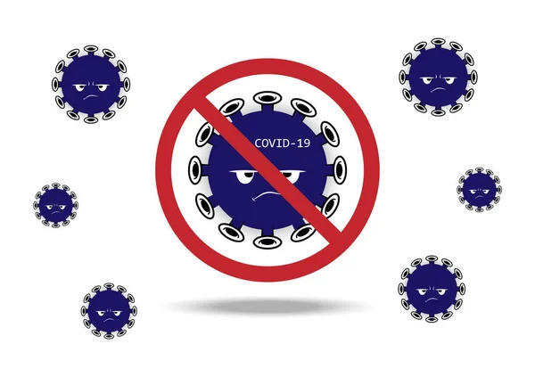 Desenhe Vetor Coronavirus Covid Que Parece Feroz Sinal Parada Fundo — Vetor de Stock