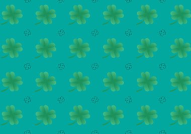 Bu yeşil yoncalar ve siyah yoncalar bırakan pürüzsüz desenler kullanan bir vektör tasarımı. Web sitelerinde, kumaşlarda, afişlerde, reklamlarda veya festivallerde kullanılabilir.