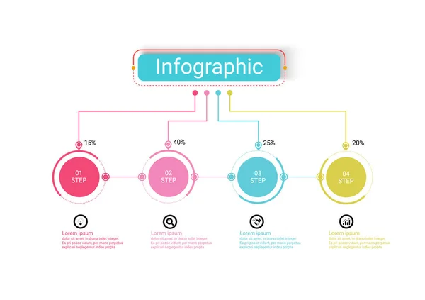 Die Vektor Design Business Infografik Verwendet Konzepte Kreativen Kreis Vorlage — Stockvektor