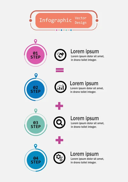 The infographic vector design template for illustration. Infographic design business template with four steps. Creative concept for infographic. Used for layout, workflows, banners, web design.