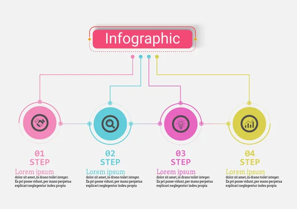 Modelo Design Vetorial Infográfico Para Ilustração Timeline Negócio Design Infográfico — Vetor de Stock