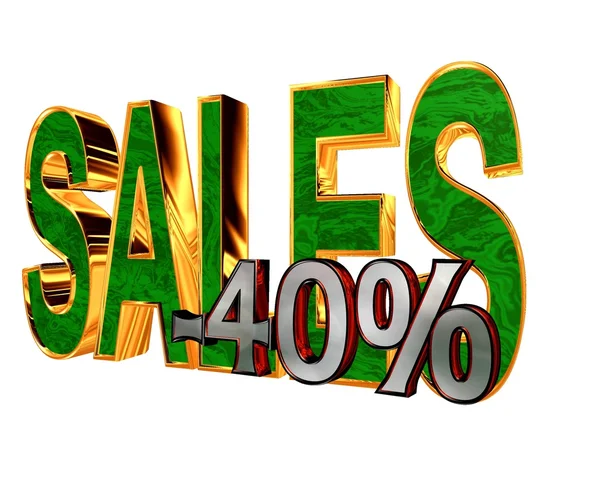 3D illustration. Text försäljning med rabatter figur på en vit bakgrund — Stockfoto