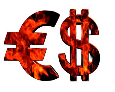 Beyaz bir arka plan üzerinde Euro sembolleri