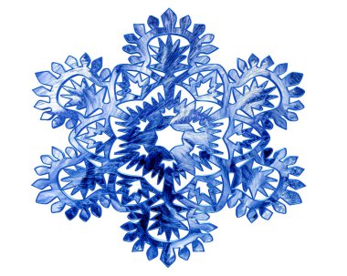 Donmuş kış kar tanesi beyaz bir arka plan üzerinde