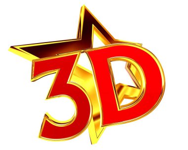 3D çizim. Metin beyaz arka plan ile 3d altın yıldız