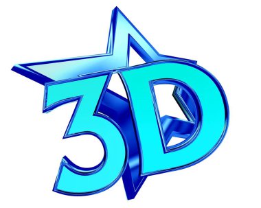 beyaz zemin üzerinde mavi bir yıldız ile 3D metin 