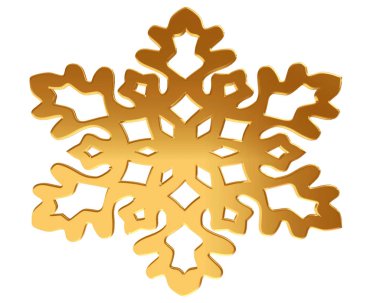 3D çizim. Beyaz zemin üzerine altın kar tanesi