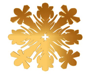 3D çizim. Beyaz zemin üzerine altın kar tanesi