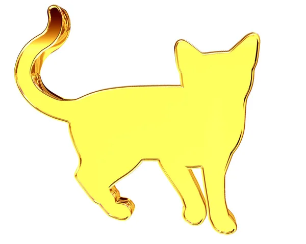 Silueta dorada de un gato sobre un fondo blanco — Foto de Stock