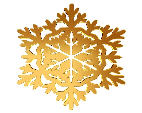 Ilustración 3d. Copo de nieve dorado sobre fondo blanco —  Fotos de Stock